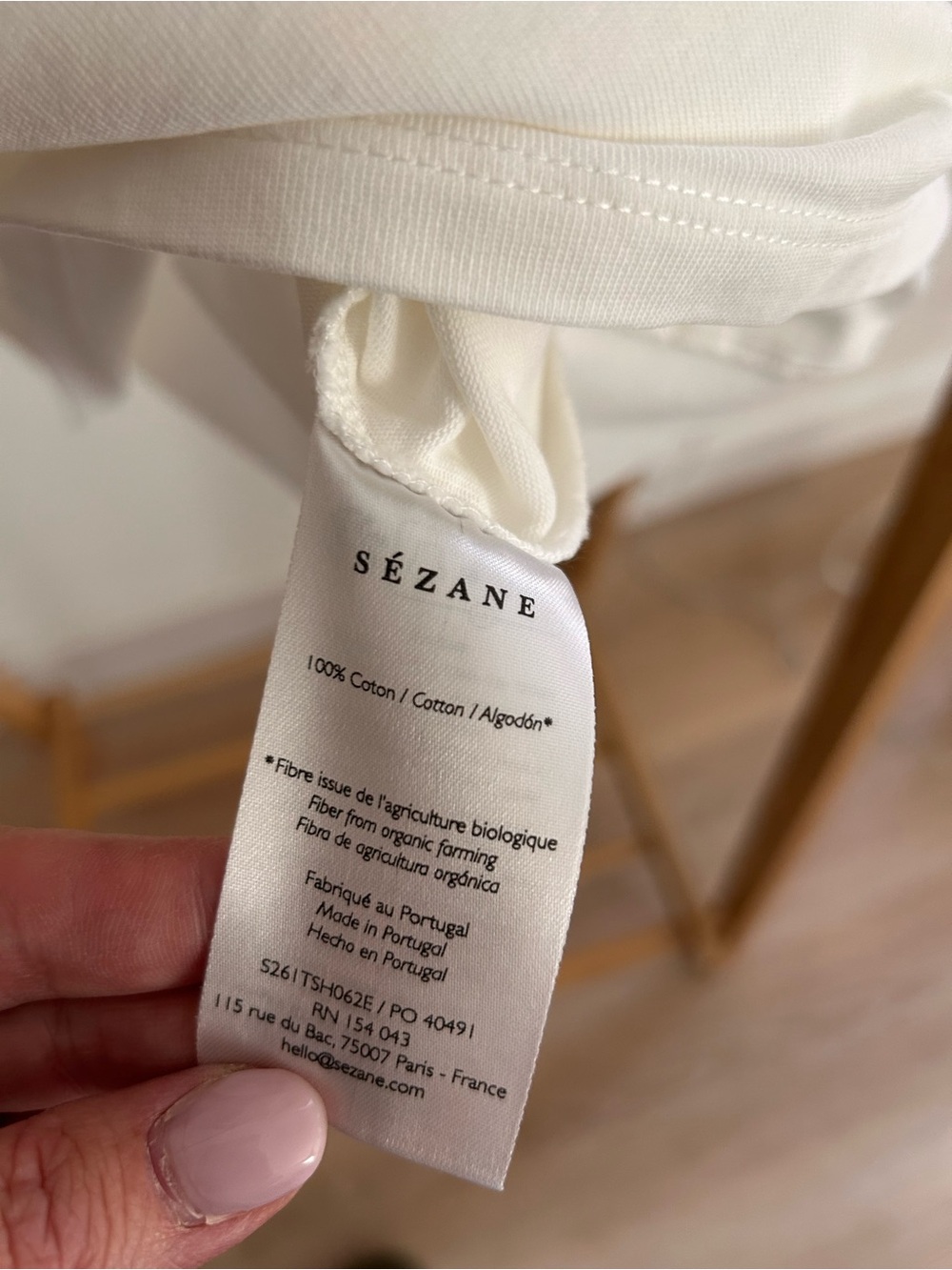 Sezane Nolan Crew Neck T-Shirt - White - Picture 6 of 6